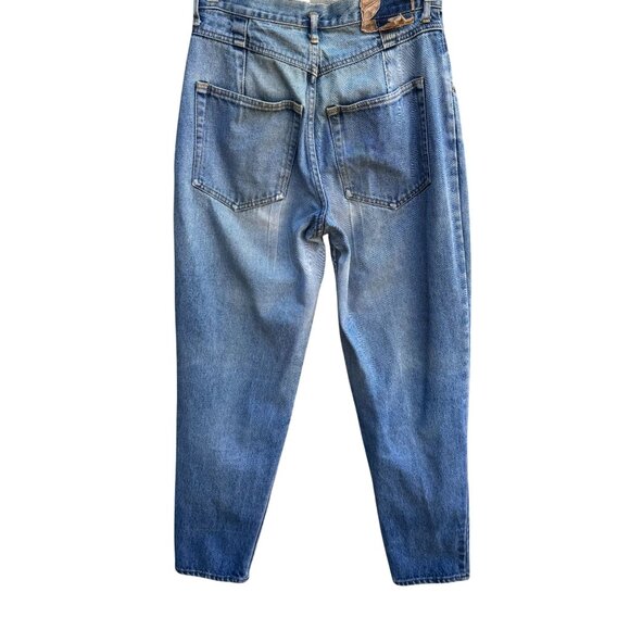 Freego Vintage 80s Womens High-Waisted Pleated Light Blue Worn Denim Jeans 28x31 - Picture 4 of 11